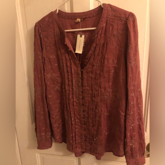 NWT Anthropologie Blouse Jolie Pintucked Blouse Pink/Rose - Picture 6 of 11